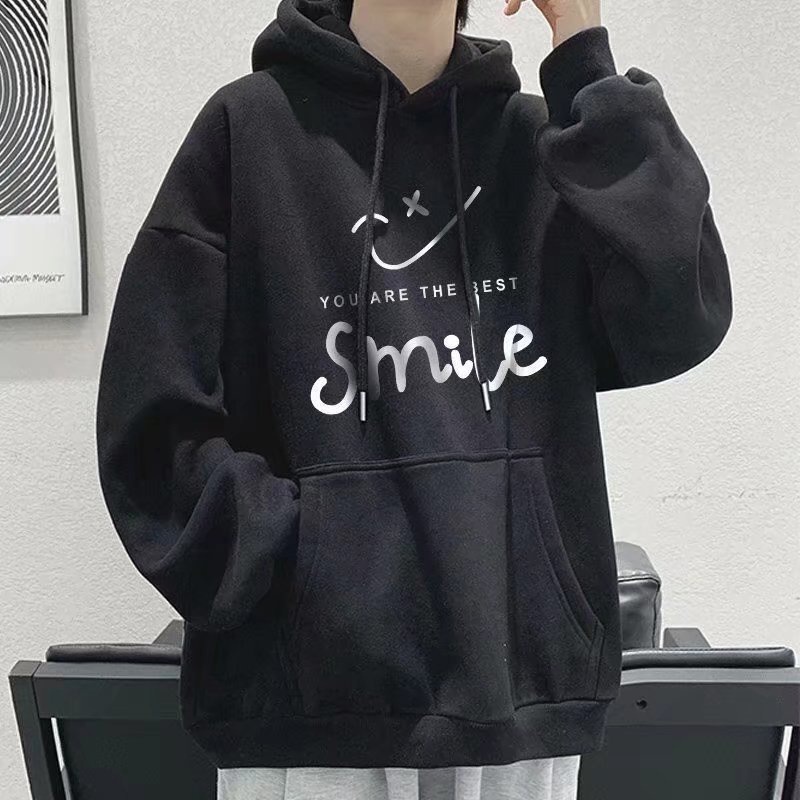 Áo hoodie AOKANG dáng rộng hình mặt cười thời trang xuân thu cho nam