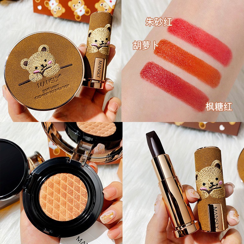 Bộ trang điểm 2 món Beauty MANSLY Small Bear Lipstick