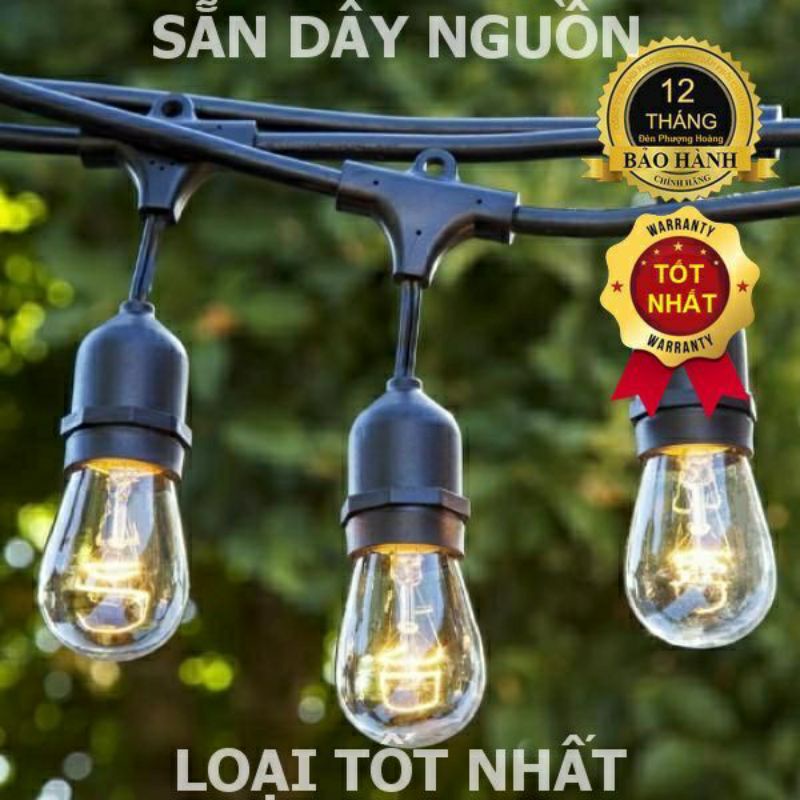 Dây đèn trang trí ngoài trời dùng cho quán cà phê, trà chanh, trà sữa.... dài 5mx10, 10mx20, hàng loại 1 chống nước
