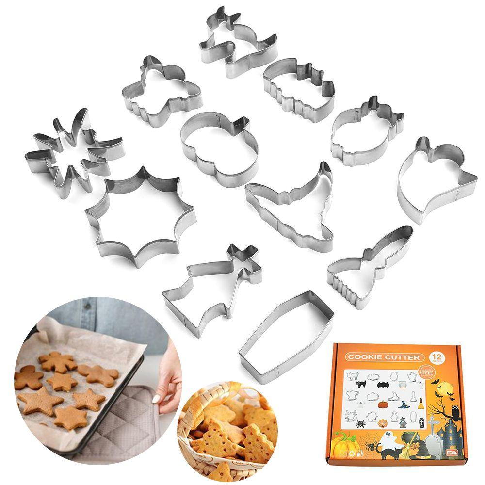 Set 12 Khuôn Làm Bánh Bằng Thép Không Gỉ Họa Tiết Halloween 3D Độc Đáo