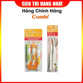 Bộ bàn chải đánh răng Combi cho bé Combi cho bé từ 4 tháng tuổi, thiết kế thông minh, an toàn cho bé