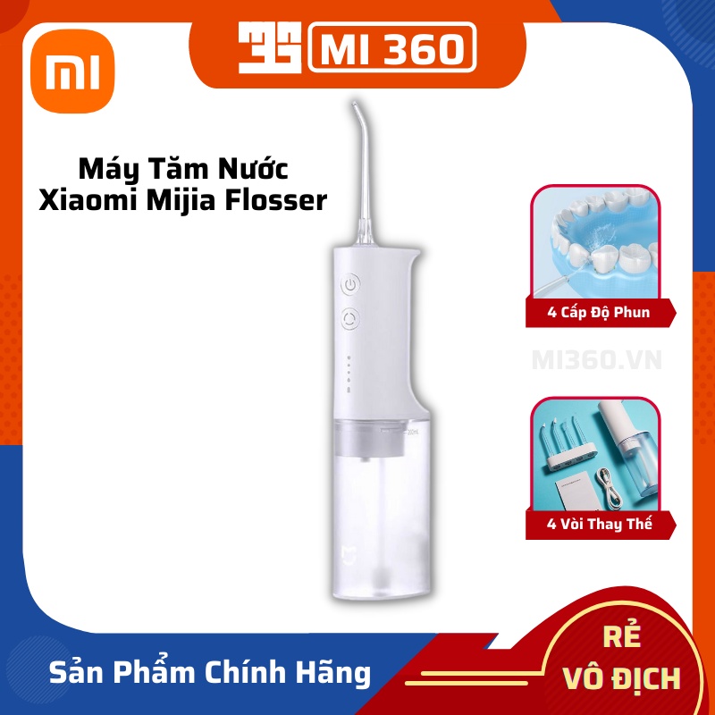 Máy Tăm Nước Xiaomi Mijia Flosser ✅ 4 Đầu Vòi Thay Thế✅ 4 Cấp Độ Phun✅ Hàng Chính Hãng