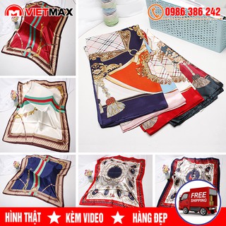 💎 Khăn Turban Lụa Satin Quàng Cổ Đội Đầu Thanh Lịch - Khăn Bandana Làm Áo Yếm Phong Cách Cổ Điển ( 90x90 cm)
