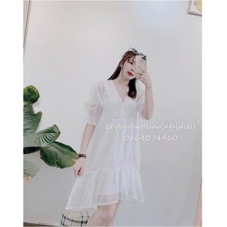 váy trắng dáng suông baby doll đuôi cá