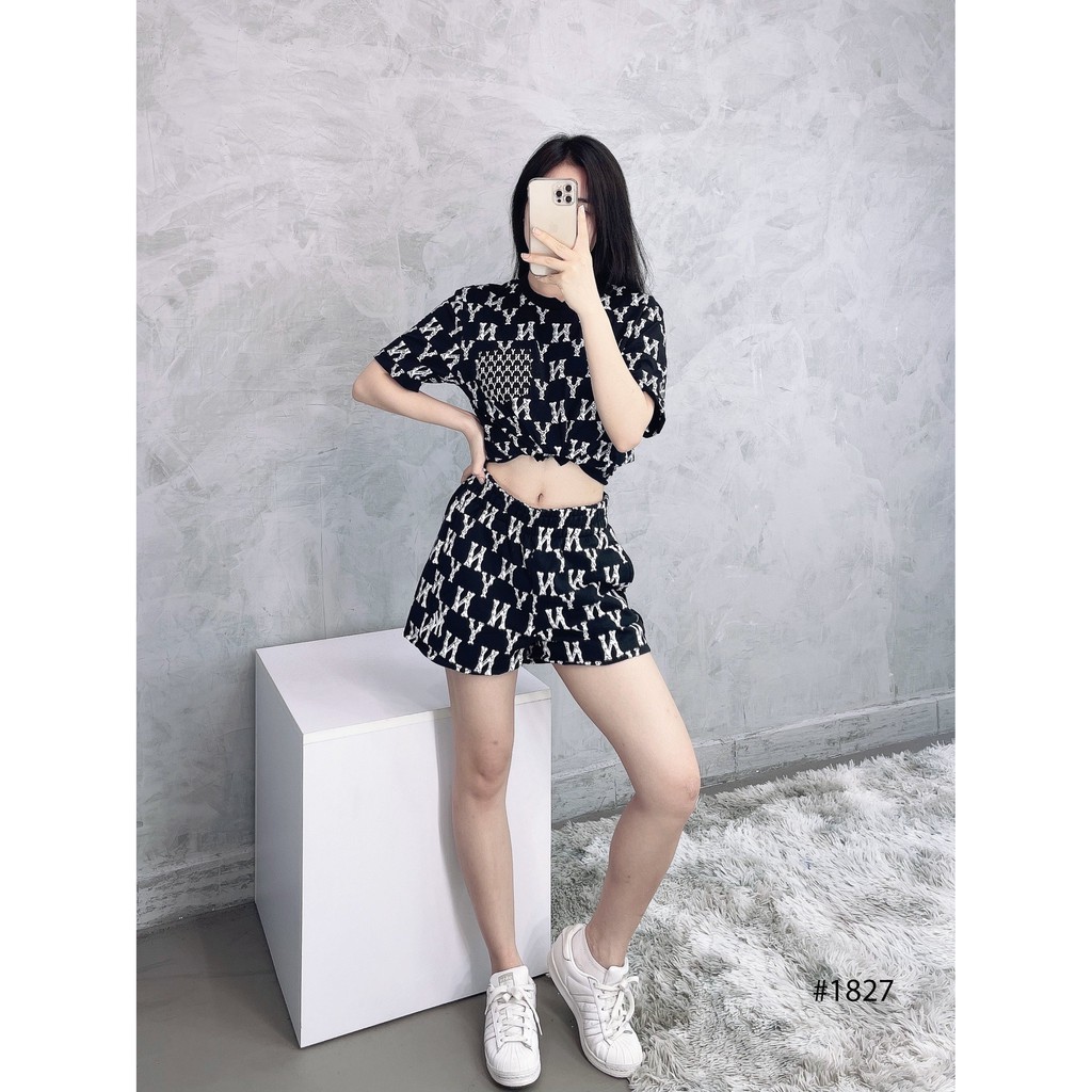 (HÀNG XUẤT XỊN) Quần short đen 1827 M//L//B MONOGRAM OVERFIT MIX POCKET SHORTS (BLACK) full tag code