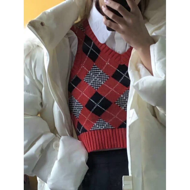 Áo gile dệt kim kim cương