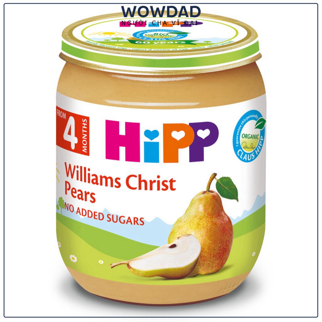 Thức ăn dinh dưỡng đóng lọ HiPP 125g lê Williams  WOWDAD