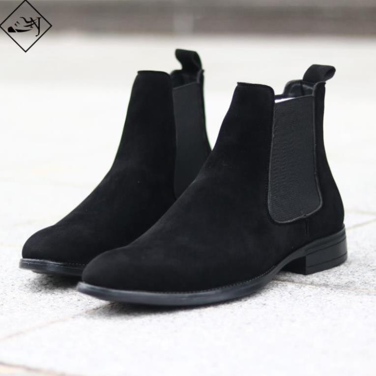 Giày Chelsea Boots Nam da bò đế cao su đúc - Giày cao cổ nam giúp tăng chiều cao dễ dàng phối đồ cùng Skiny Jean _h911 .