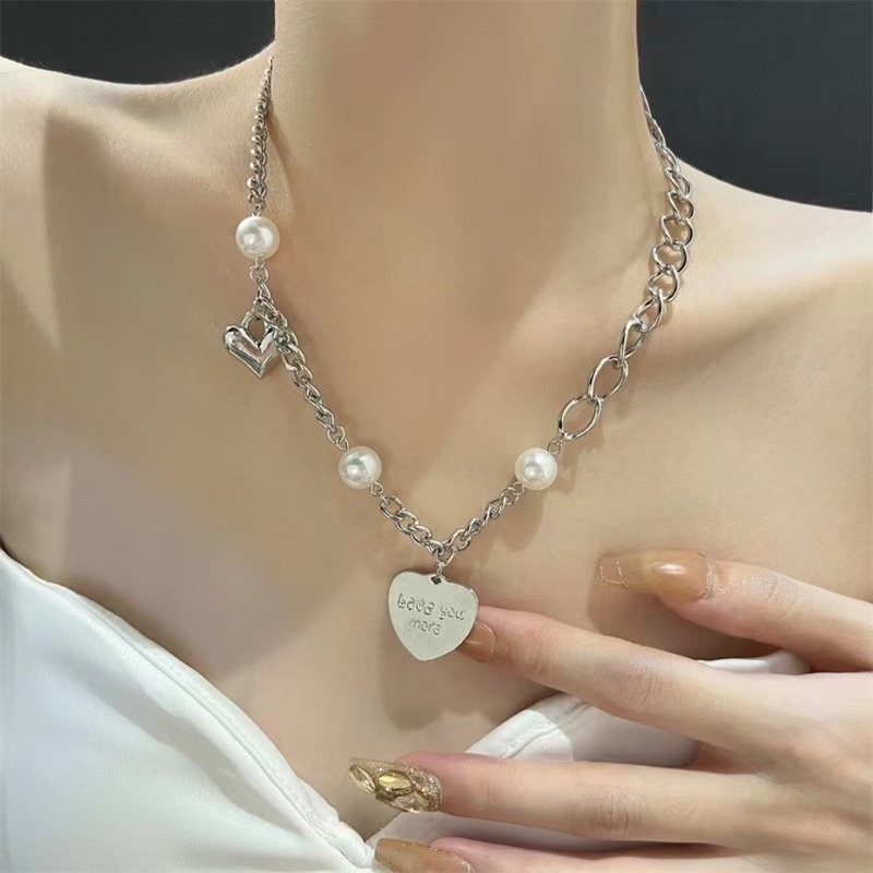 Vòng cổ Mặt Trái Tim Đính Đá Hồng Phong Cách Ngọt Ngào Sang Trọng Dành Cho Nữ