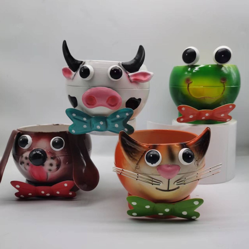 Chậu Hoa Bằng Kim Loại Hình Động Vật Dễ Thương Sáng Tạo