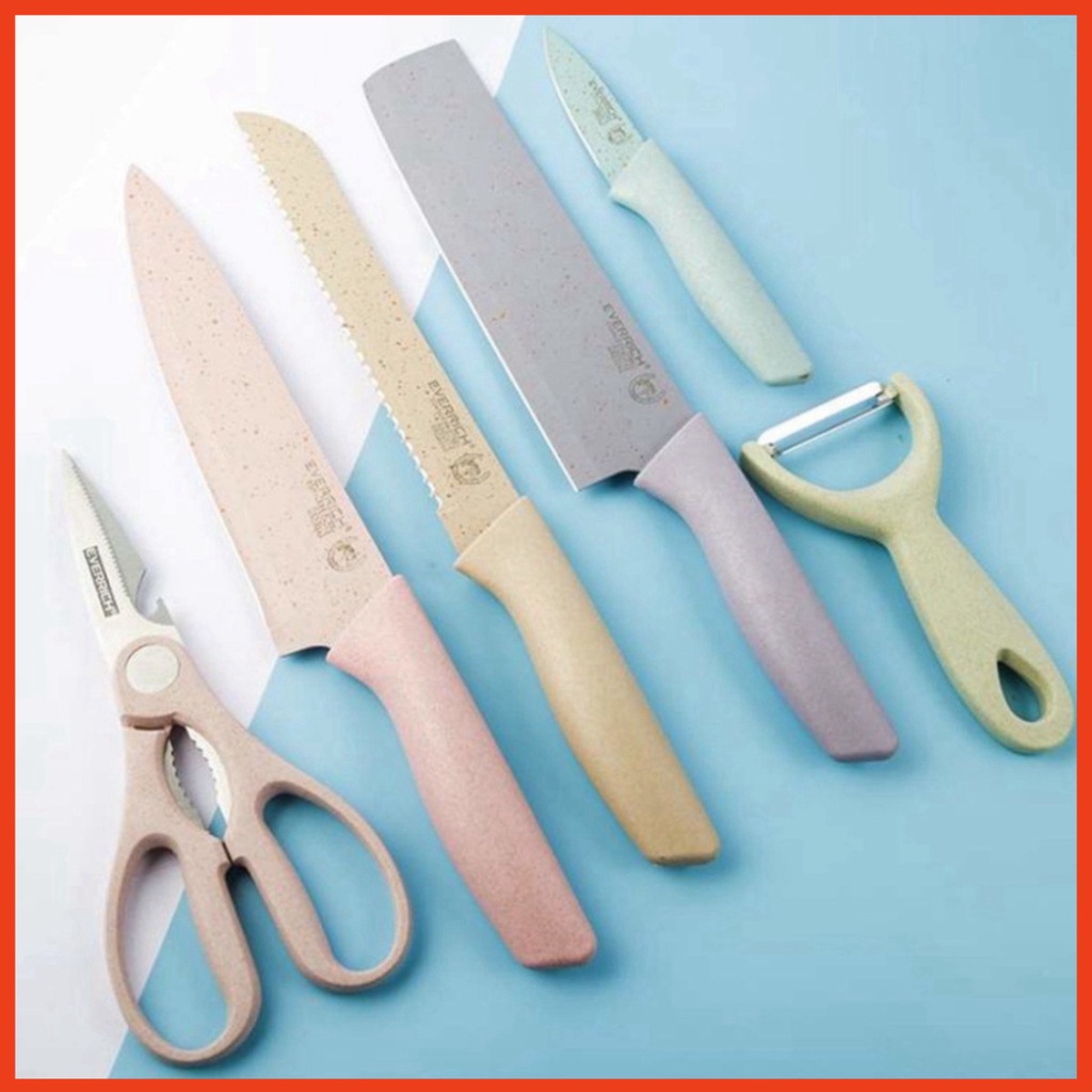 Bộ dao kéo  lúa mạch cao cấp 6 món chi tiết chuyên dụng cho căn bếp