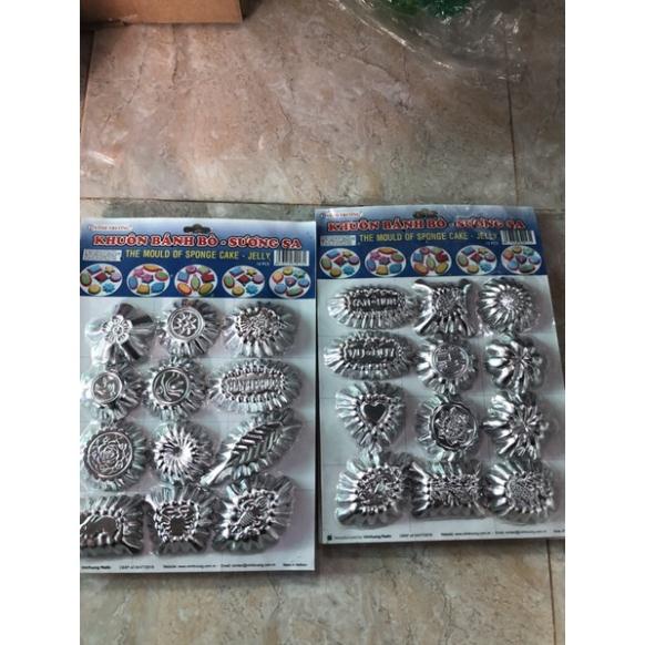Bộ 24 khuôn bánh bò khuôn sương sa bằng nhôm hiệu Vĩnh Trường khuôn nhôm bánh bò 24 mẫu khuôn rau câu da lợn