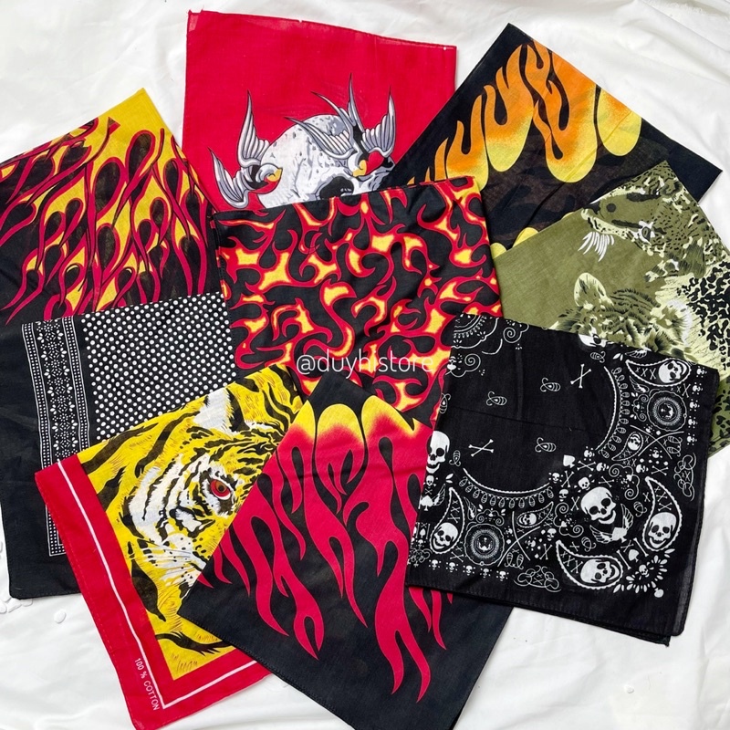 Khăn bandana turban vuông nhiều họa tiết | Chain quần streetwear | DUYHI | Ảnh thật