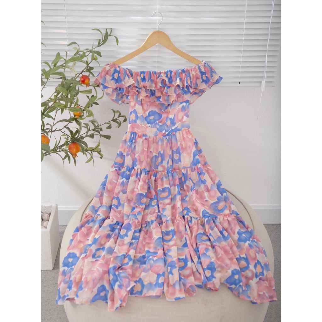 SÒ VINTAGE - DORY Đầm xòe bẹt vai xếp ly | BigBuy360 - bigbuy360.vn