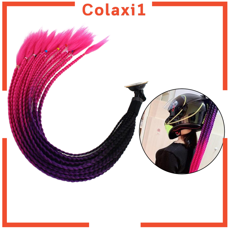 (Hàng Mới Về) Mũ Bảo Hiểm Kèm Đuôi Tóc Giả 55cm Hóa Trang Colaxi1