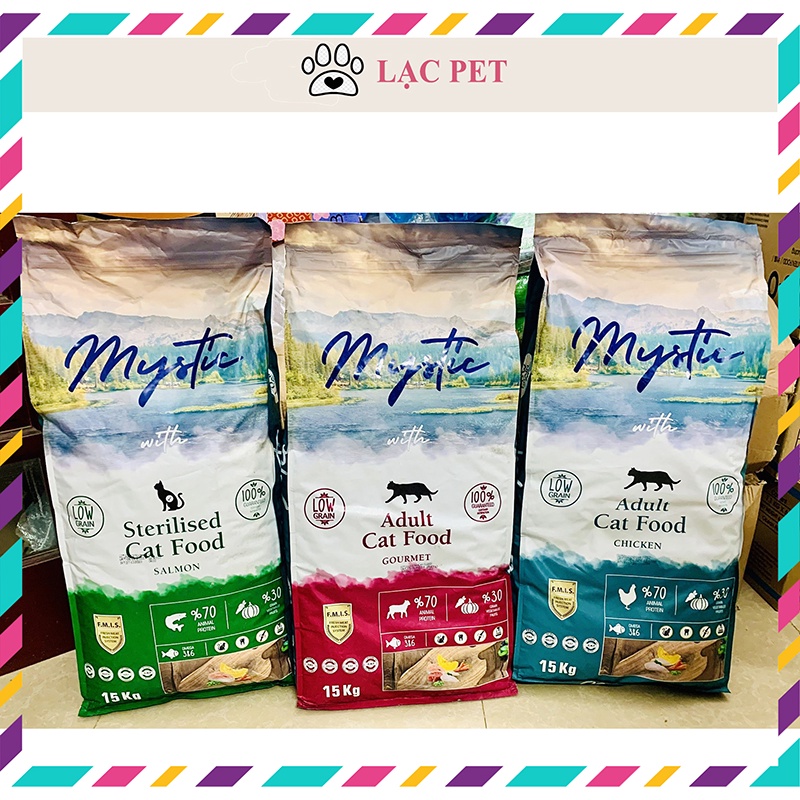 Hạt Mystic cho mèo TRƯỞNG THÀNH - BAO 15kg Túi zip dễ dàng bảo quản