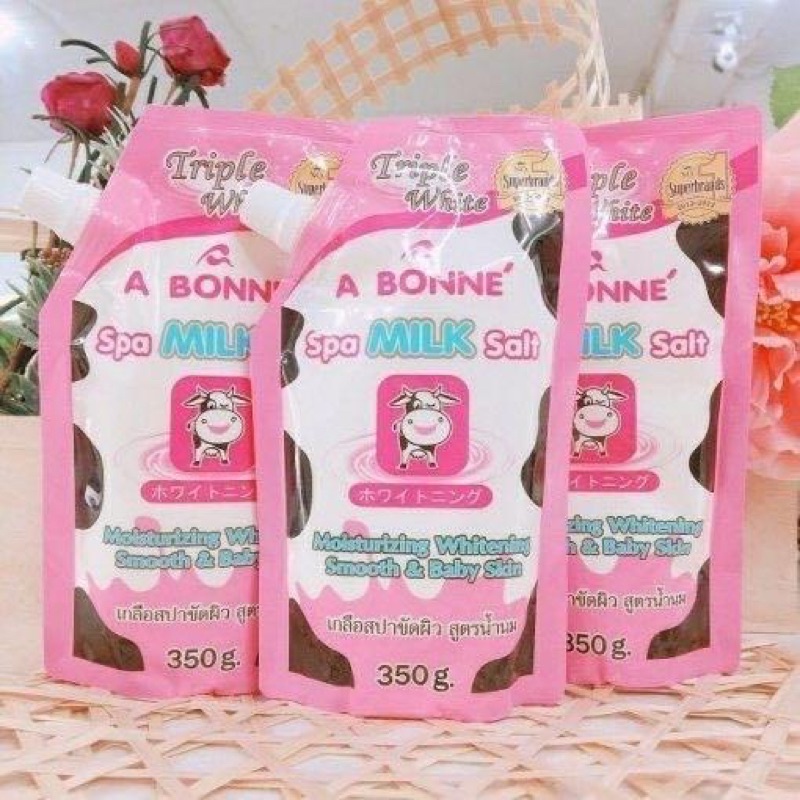 Muối Tắm ABONNE Tẩy Tế Bào Chết thái lan - A Bonné Triple White Spa Milk sữa bò giảm mụn lưng Thái Lan SP000323  350g