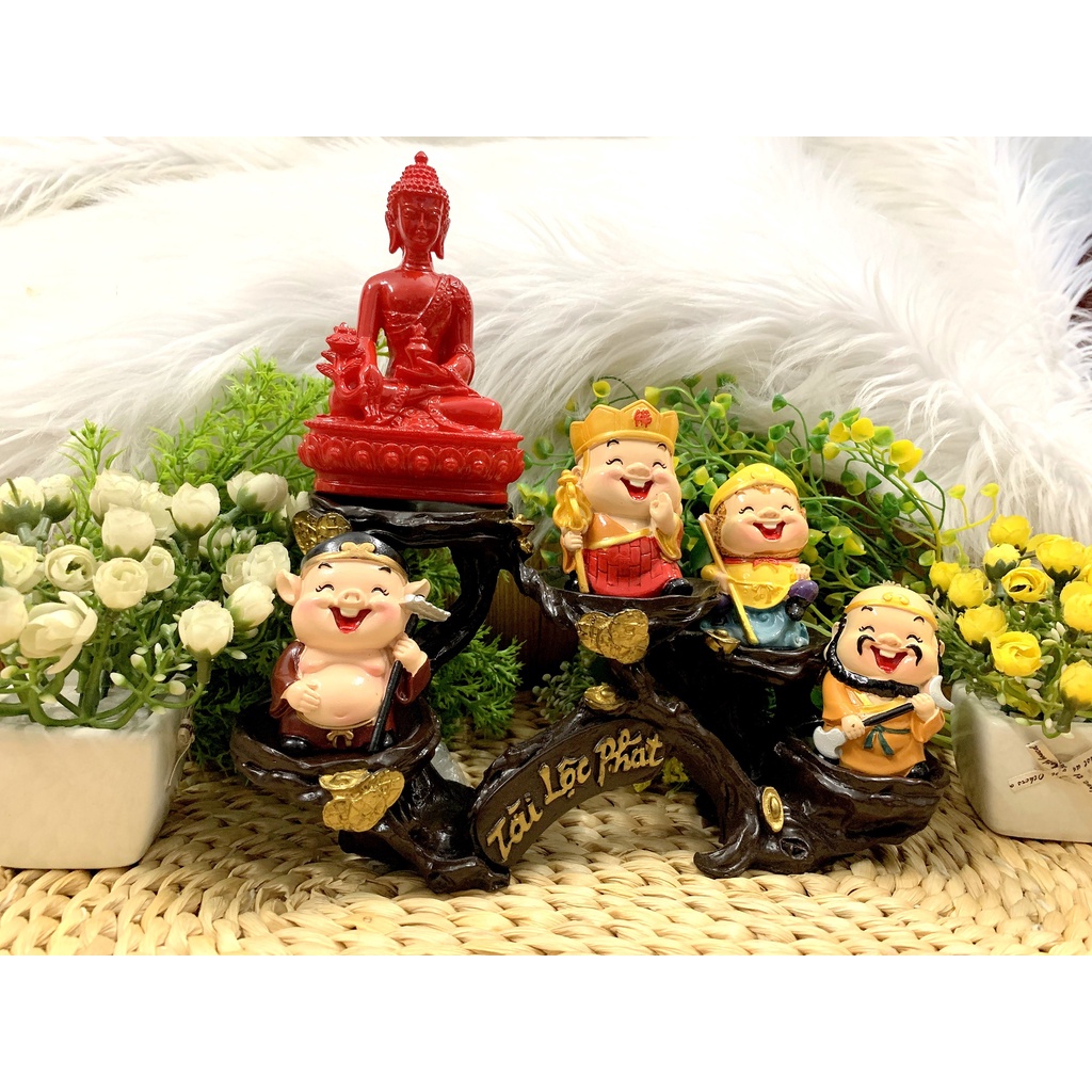 Bộ tượng Phật Tổ và Thầy Trò Đường Tăng tọa đế Tài Lộc Phát ( Hình thật )