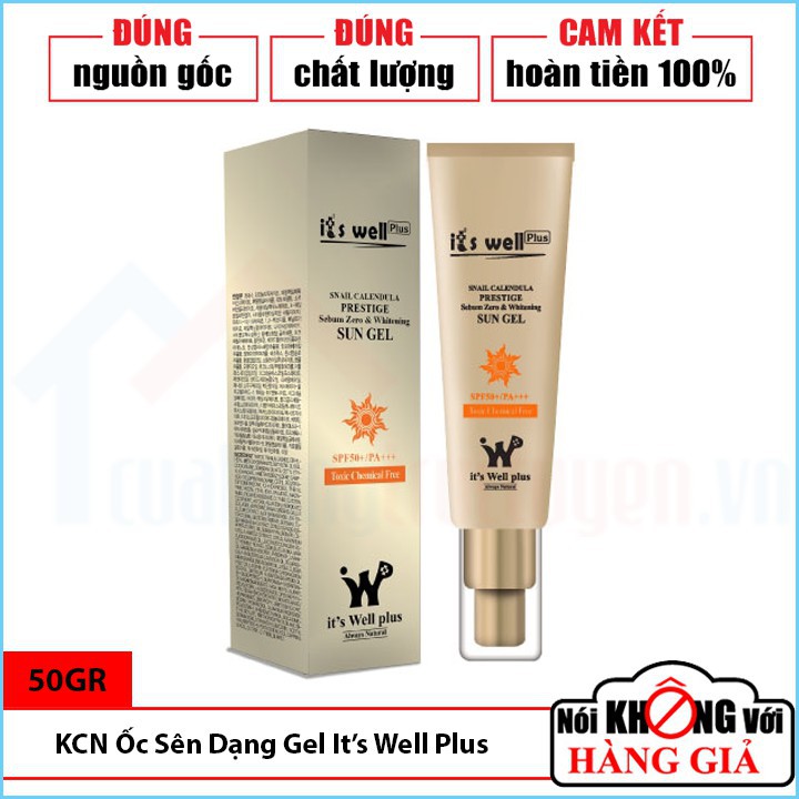 [CHÍNH HÃNG] Kem Chống Nắng Dạng Gel Dưỡng Trắng Da Tinh Chất Ốc Sên Và Calendula It’s Well Plus Tuýp 50Gr Hàn Quốc