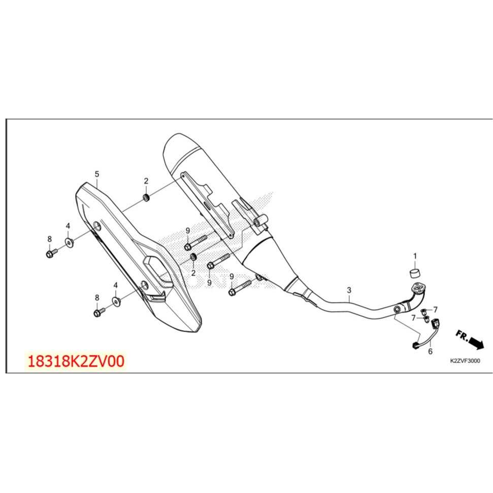 18318K2ZV00 Tấm cách nhiệt ống xả AIR BLADE 2023 , che bô AB 2023 hàng chính hãng Honda