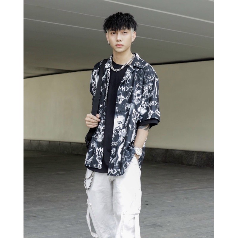 Áo sơmi hoạ tiết Rock and Roll cổ vest #MENDE# | BigBuy360 - bigbuy360.vn