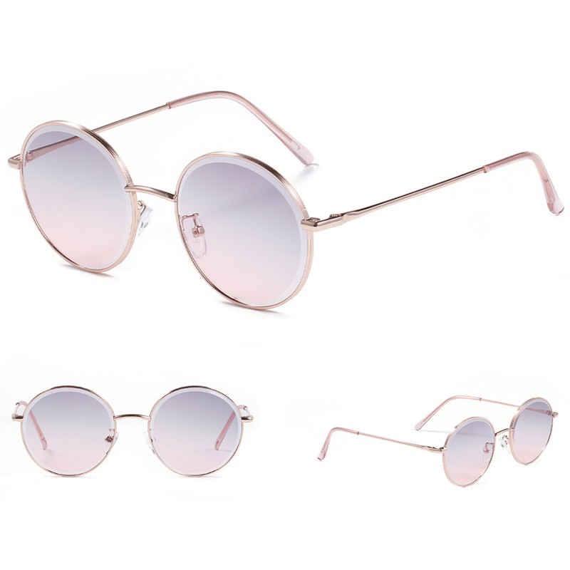 Kính Mát Gọng Kim Loại Tròn Chống Tia Uv Phong Cách Retro