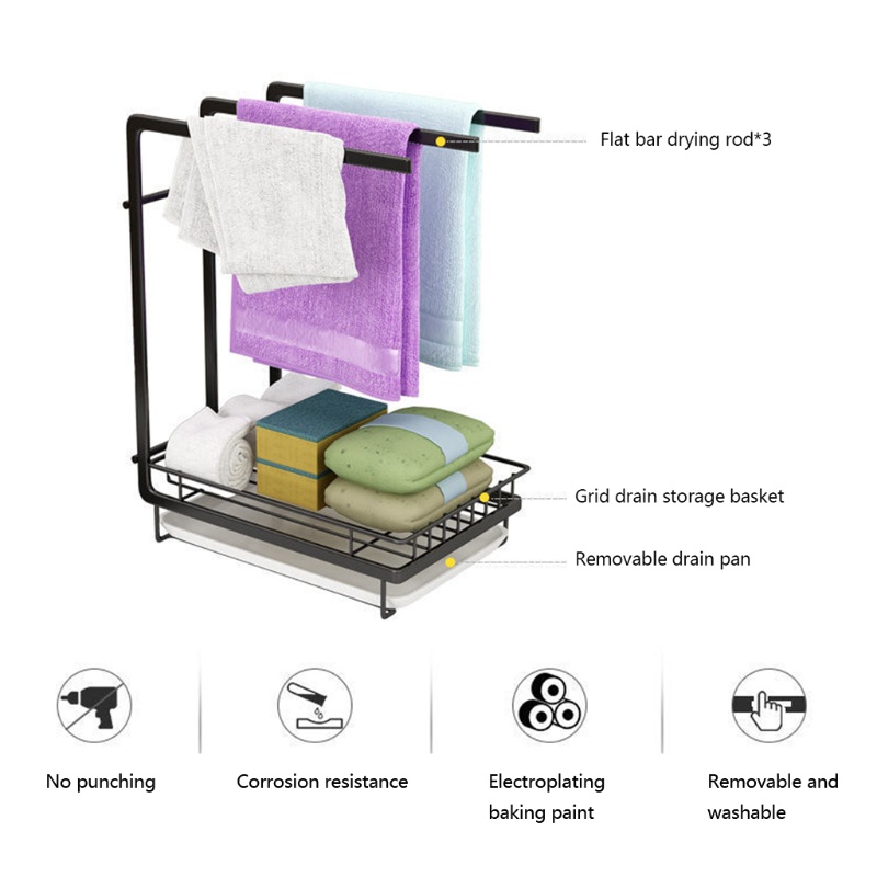 Giá Đỡ Đựng Xà Phòng / Khăn Lau Chén Dĩa Gắn Bồn Rửa Nhà Bếp Tiện Lợi