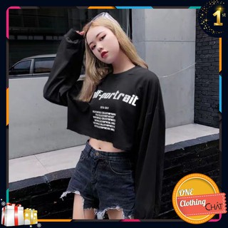 Áo croptop dài tay chữ ulzzang