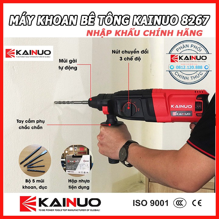 Máy khoan bê tông KAINUO 8267 kèm 5 mũi