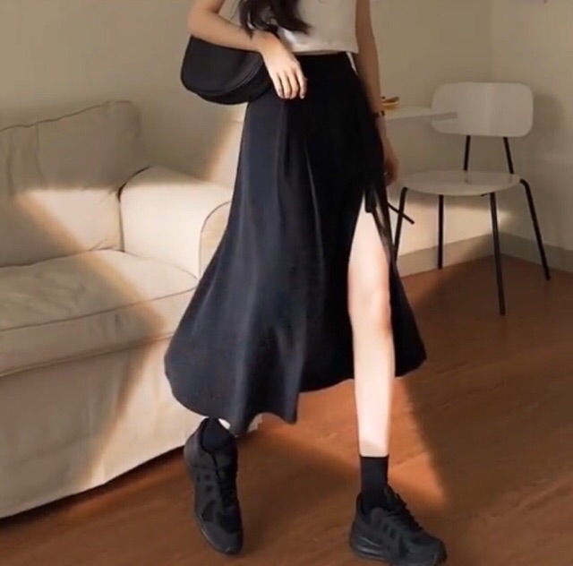 {KÈM VIDEO} CHÂN VÁY MIDI XẺ TÀ KÈM DÂY BUỘC HOT HIT | BigBuy360 - bigbuy360.vn