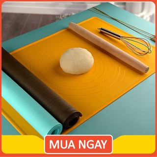 Tấm nhào bột / Thảm nhào bột silicone làm bánh tặng kèm cán gỗ và cắt bột kích thước lớn60x40cm