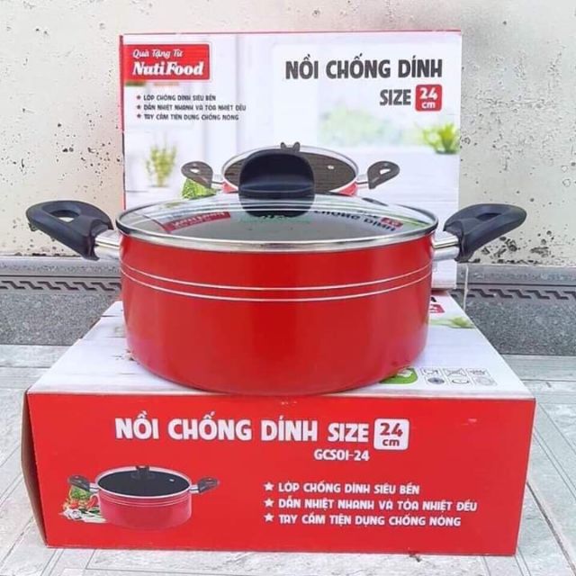 NỒI CHỐNG DÍNH 24CM, KM NUTIFOOD