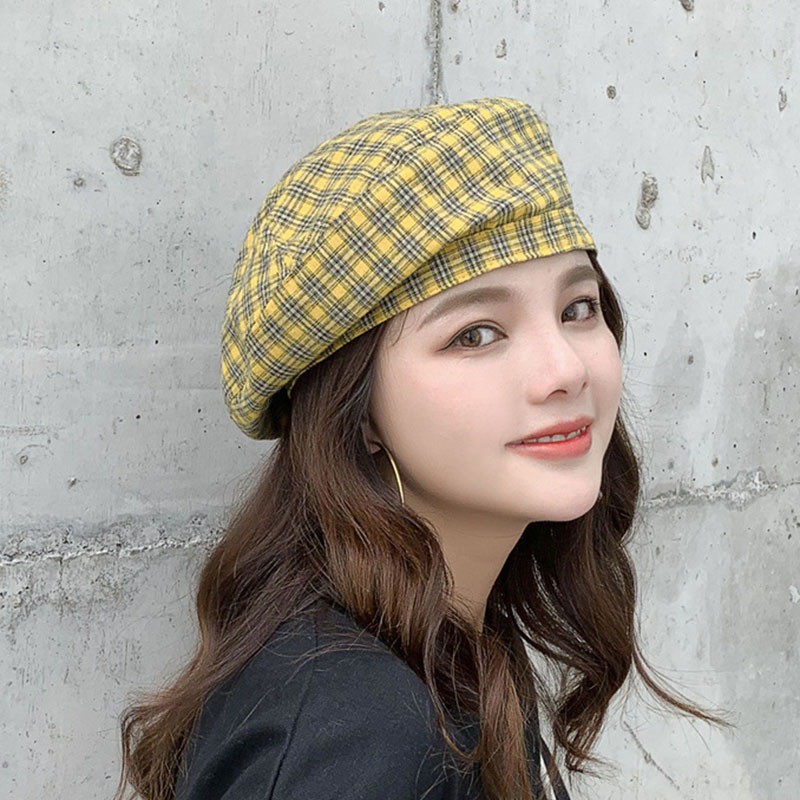 Nón Beret Họa Tiết Caro Thời Trang Cho Nữ