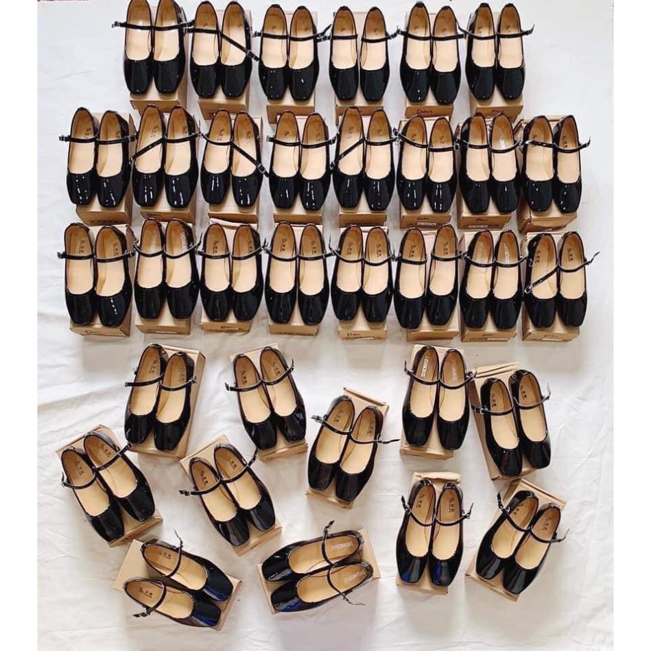 Giày bệt vintage mũi vuông da bóng | BigBuy360 - bigbuy360.vn