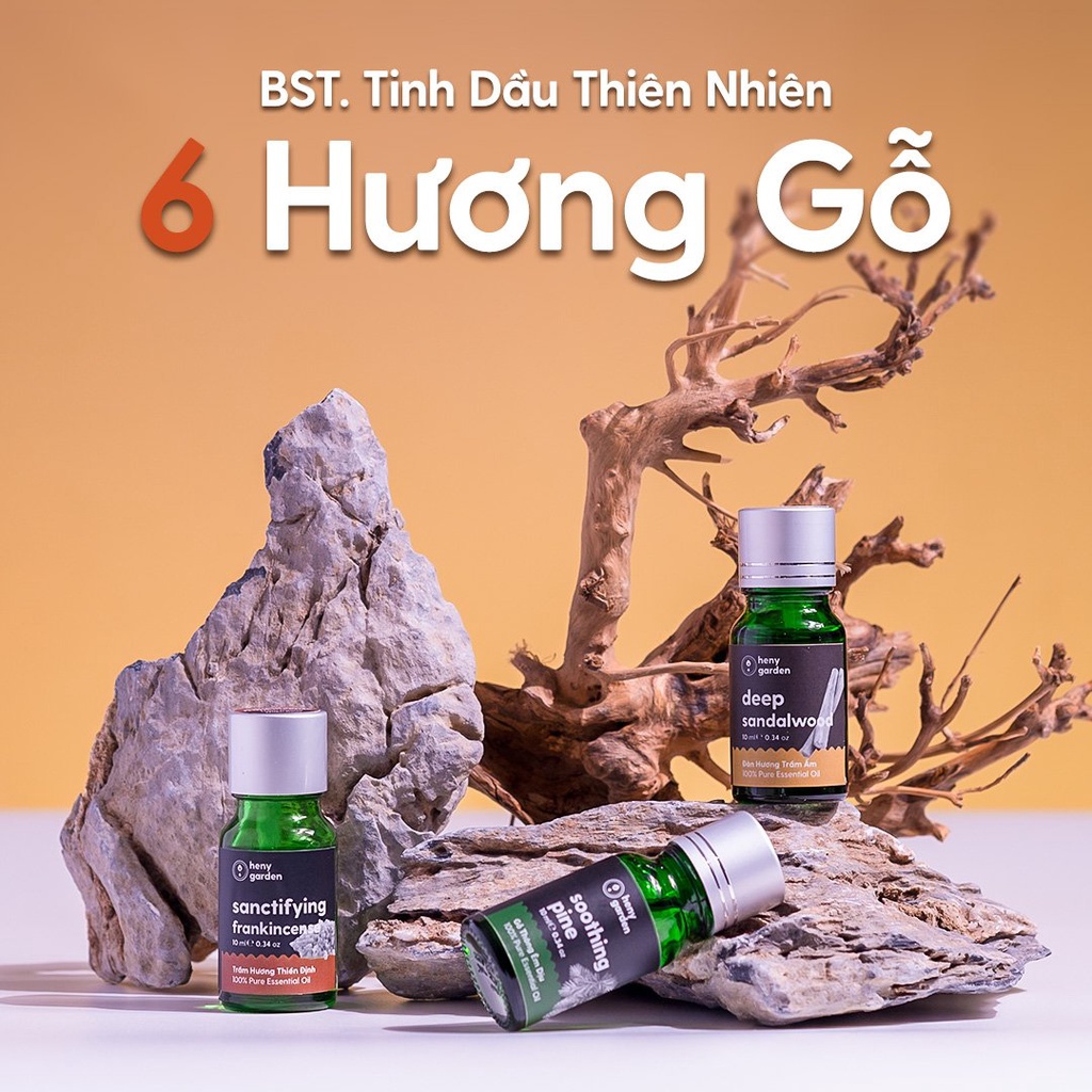 Tinh Dầu Thơm Phòng Thiên Nhiên 6 MÙI Họ Gỗ Làm Thơm Phòng, Giúp Định Tâm HENY GARDEN