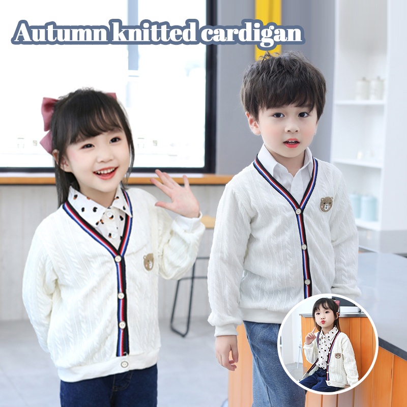 Áo khoác Cardigan dệt kim Hàn Quốc đơn giản và dễ thương cho bé trai và bé gái