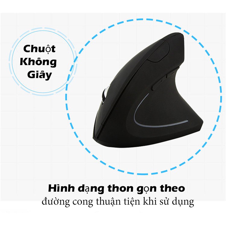 Chuột Không Dây Ergonomic Mouse 2.4 GHz Chống mỏi tay-Chuột văn phòng thế hệ mới bảo vệ cổ tay