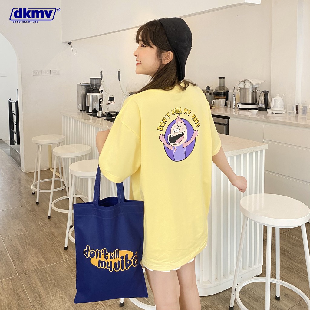 Áo thun nữ cotton màu vàng cổ tròn form rộng | DKMV Yellow Please Tee