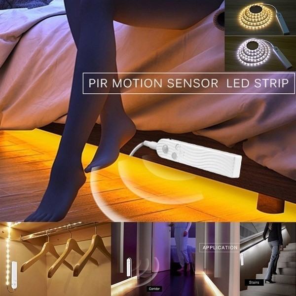 Dây đèn LED DC cảm biến chuyển động PIR không dây dành cho tủ quần áo tủ chén dĩa