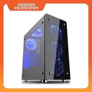 Vỏ Case máy tính SAMA AURORA BLACK (Tặng 3x12cm Red led 33 bóng + 01 bàn di chuột)