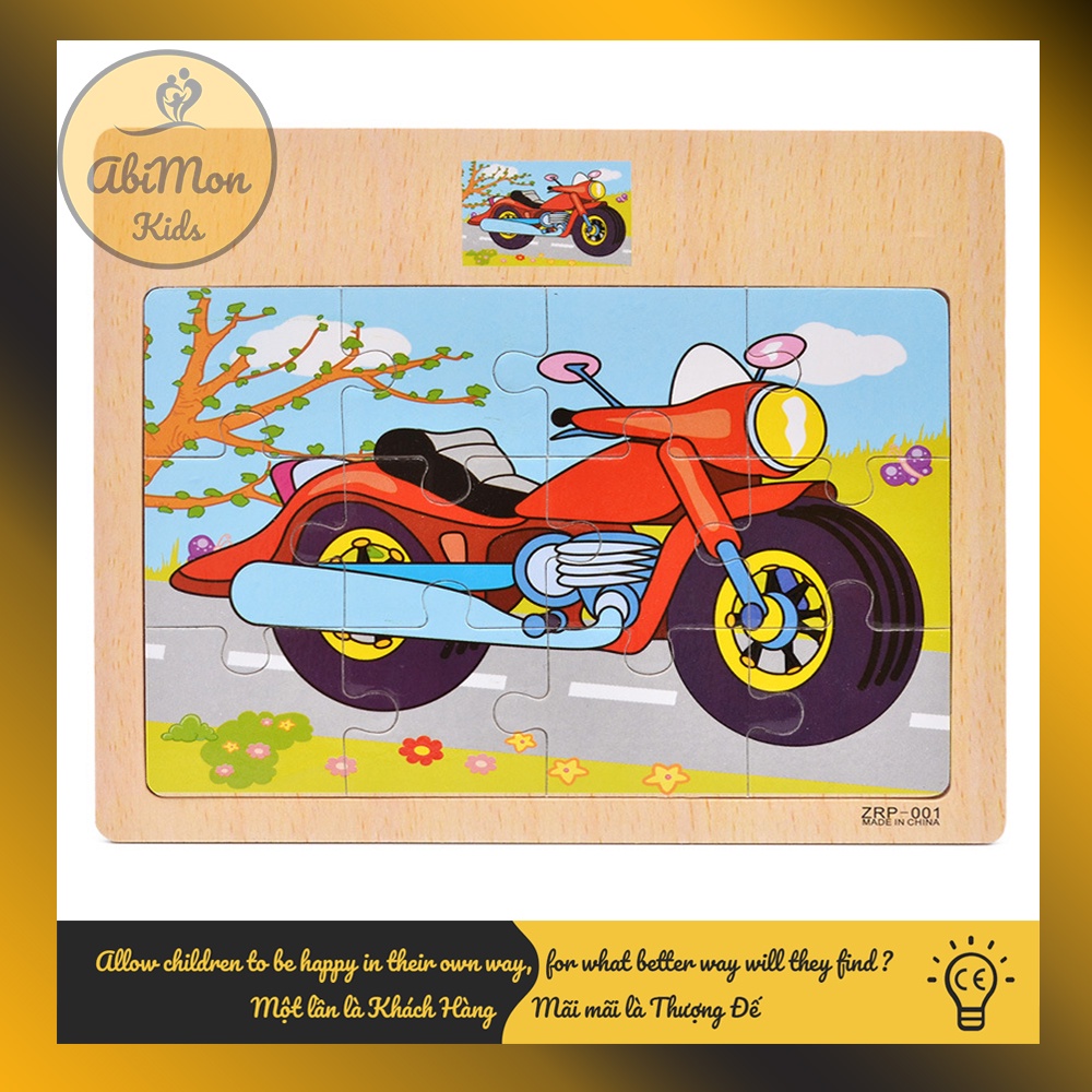 Tranh Ghép Hình Gỗ 12 Miếng Cho Bé ☘️ Montessori cao cấp ✨ (Đồ chơi Gỗ - Đồ chơi Giáo Dục - An toàn - Thông minh)