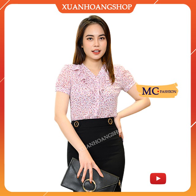 Áo Sơ Mi Nữ Mc Fashion, Kiểu Dáng Công Sở, Tay Ngắn Cộc, Bồng, Họa Tiết Hoa Nhí, 2 Màu ( Xanh, Hồng)  Ta935