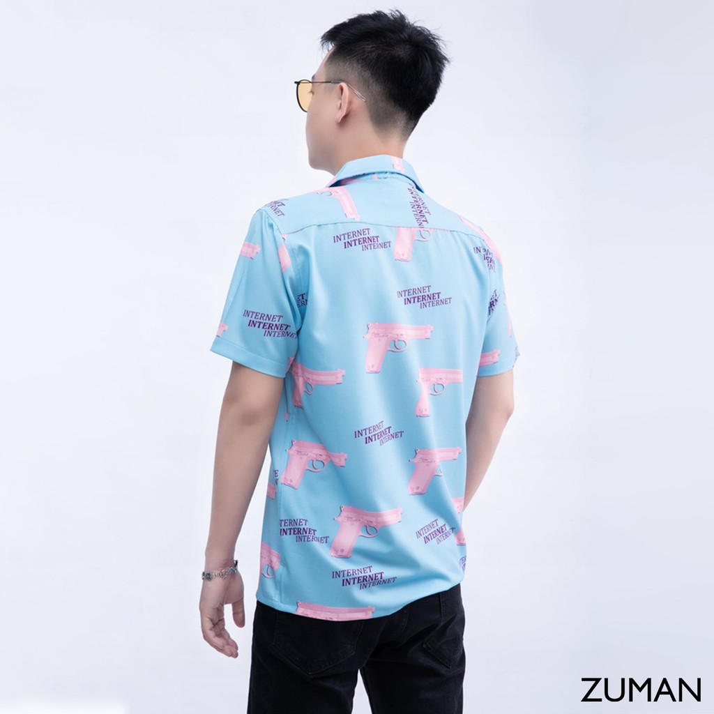 Áo sơ mi nam họa tiết tay ngắn Pistol shirt ASM05 ZUMAN  ASM05 ZUMAN fulltag, chất lụa chéo cao cấp,thoáng mát | BigBuy360 - bigbuy360.vn