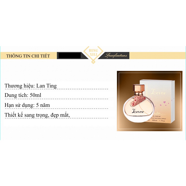 Nước hoa nữ thơm lâu dịu ngọt Paris Lover hương thơm bay bổng, nhẹ nhàng quyến rũ sexy, giữ mùi lâu 50ml PN007