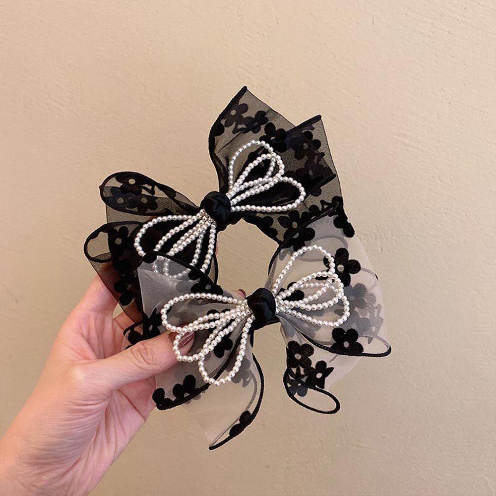 Kẹp Tóc Đuôi Ngựa Bằng Vải Organza Họa Tiết Hoa Phong Cách Hàn Quốc Thanh Lịch Dành Cho Bạn Nữ