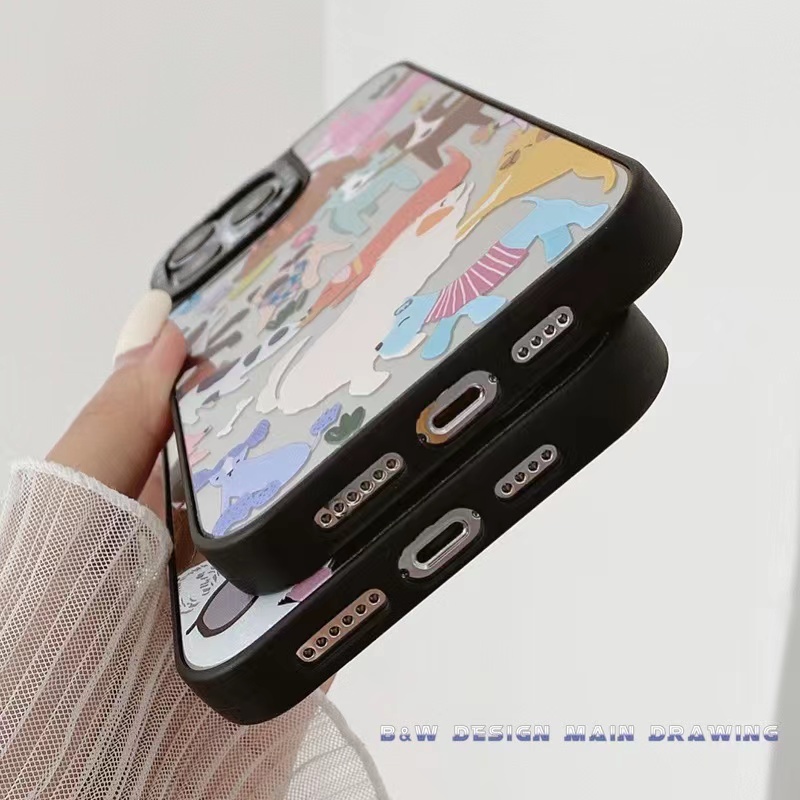 Ốp Điện Thoại Mặt Gương Acrylic Hình Thú Cưng Hoạt Hình Cho iPhone 14 13 12 11 Pro MAX IX XS MAX XR i6 6s 7 8 Plus
