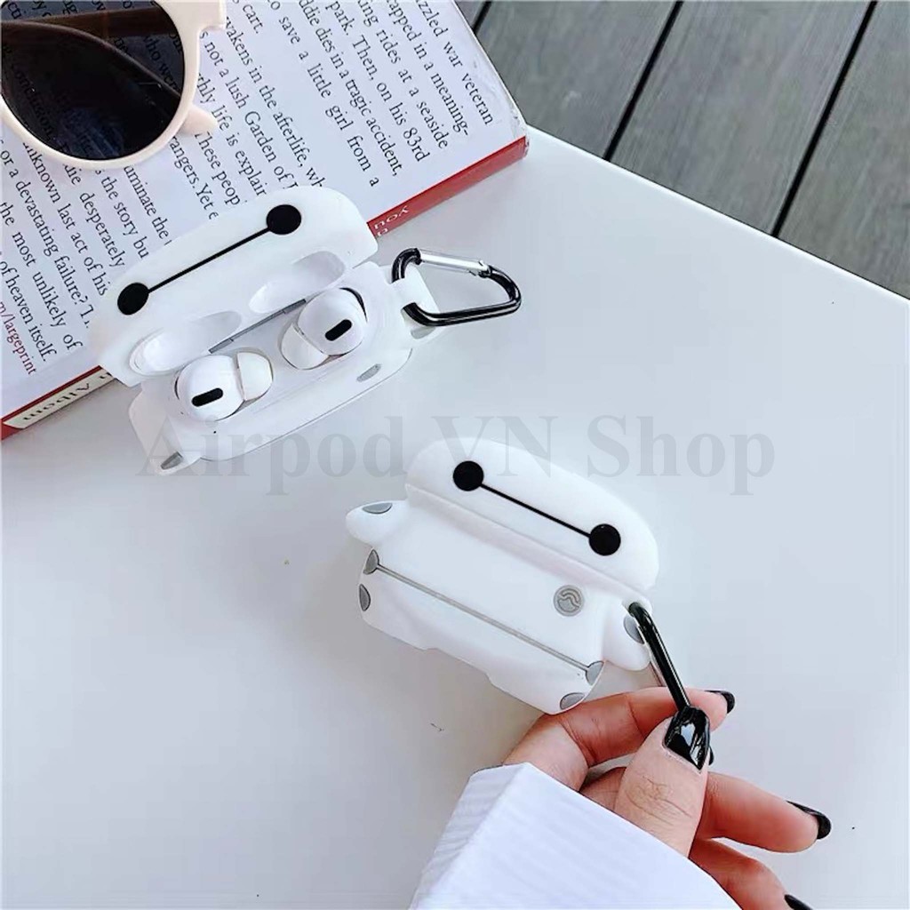 Ốp Airpods 1/2, Airpods Pro silicon 3D Big hero 6 Baymax cao cấp