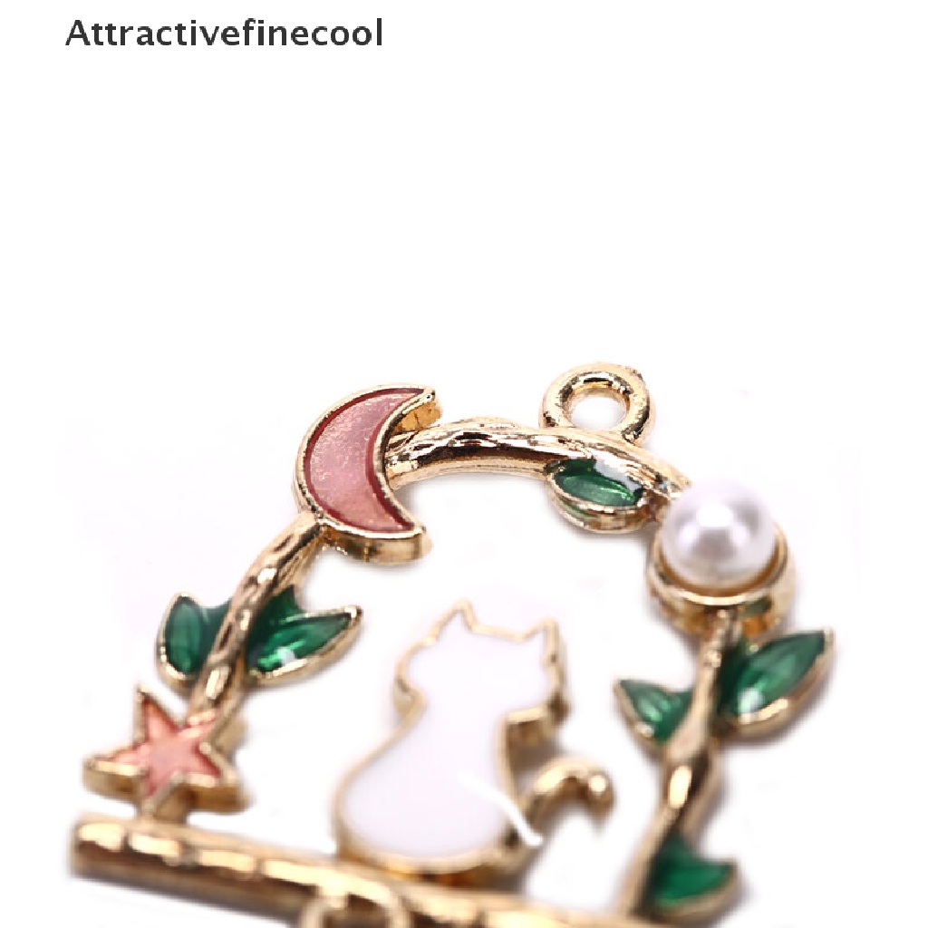 Set 10 mặt dây chuyền hình mèo và ngôi sao bằng hợp kim tráng men diy