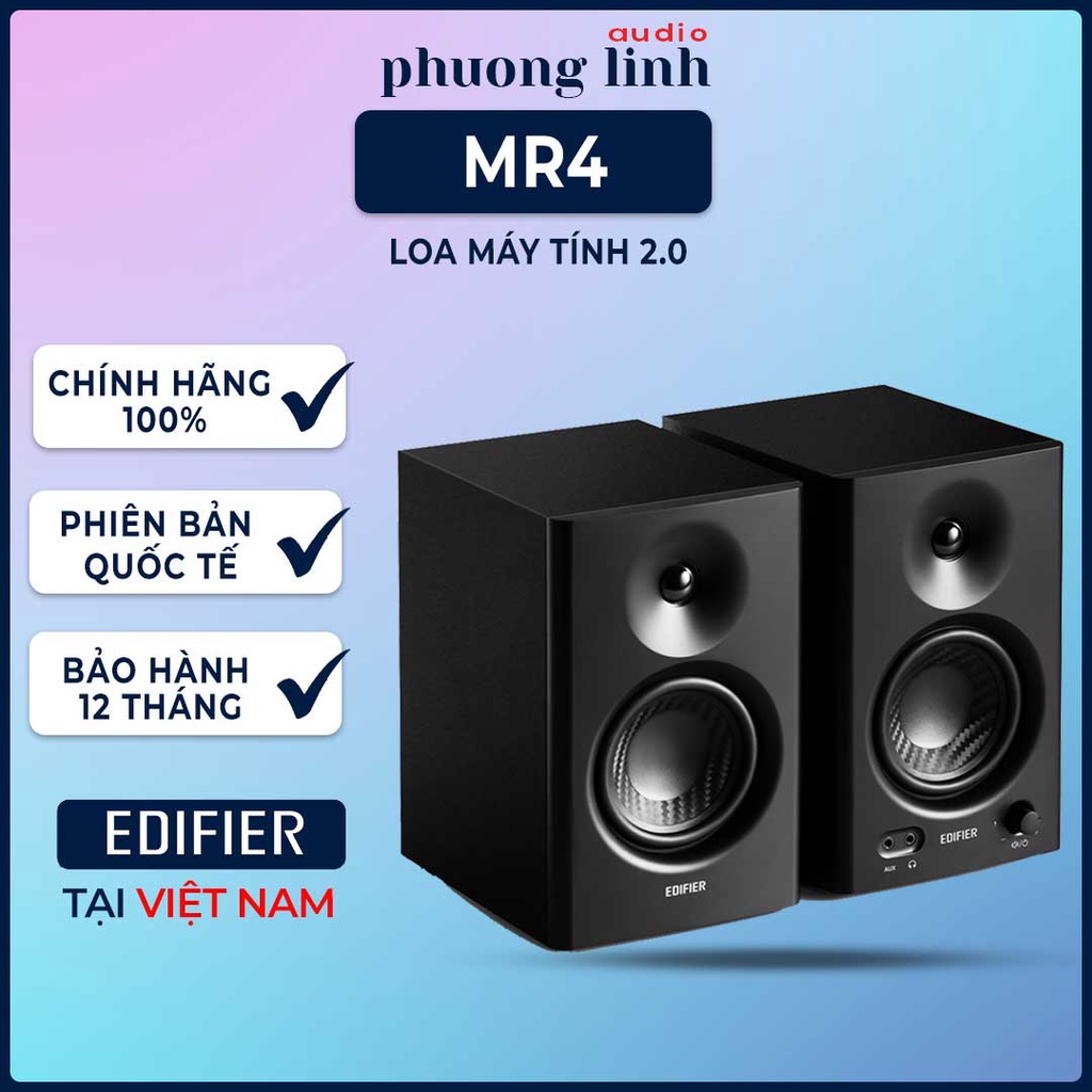 Loa kiểm âm Edifier MR4 Công suất 42W Đầu vào Balance Xử lý tín hiệu số DSP Driver bass 4 inch Hàng chính hãng