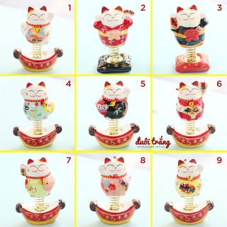 Mèo Thần tài Lò xo để ô tô 8cm - 9 mẫu